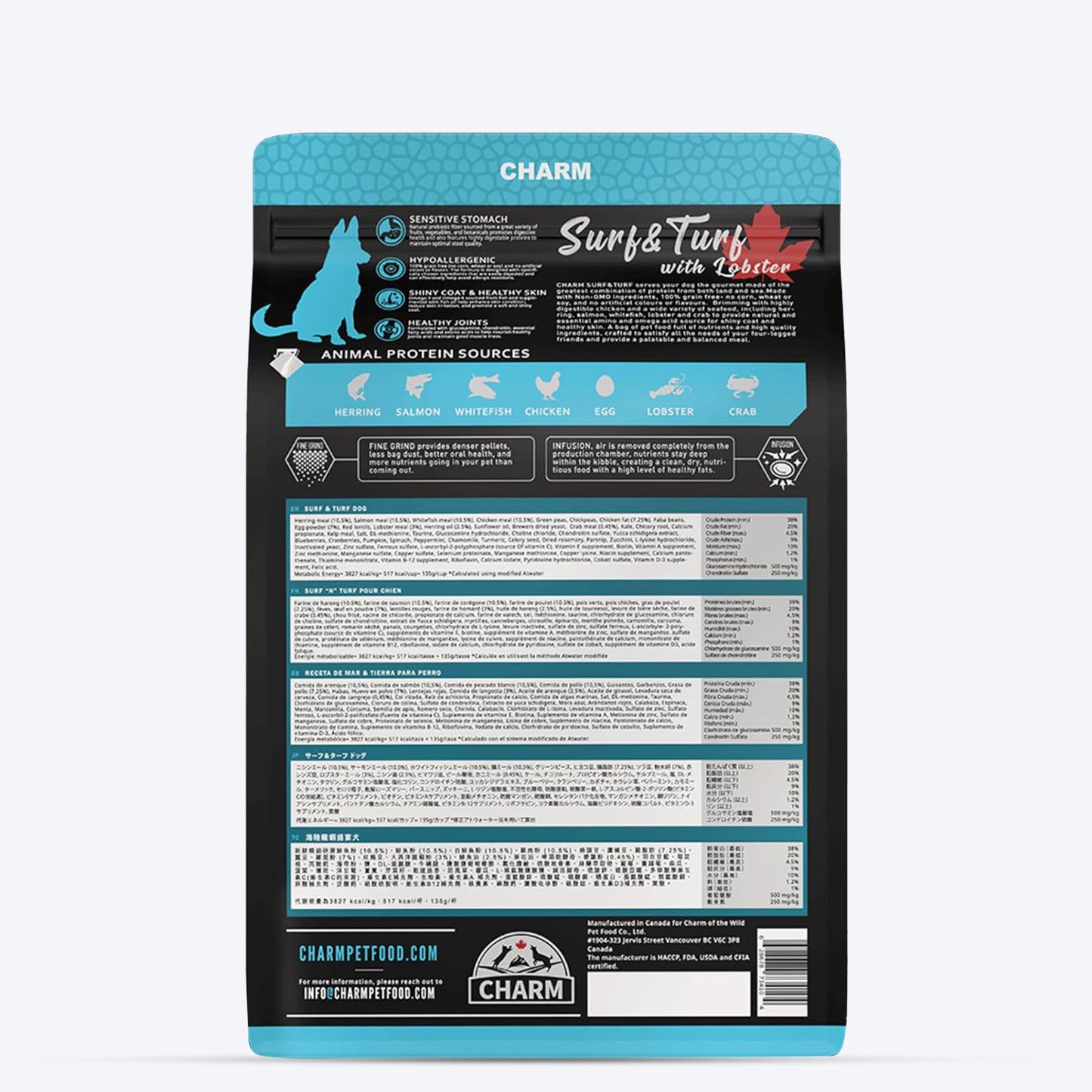Charm Premium Surf & Turf With Lobster Grain Free Dry Food For Dog - Heads Up For Tails