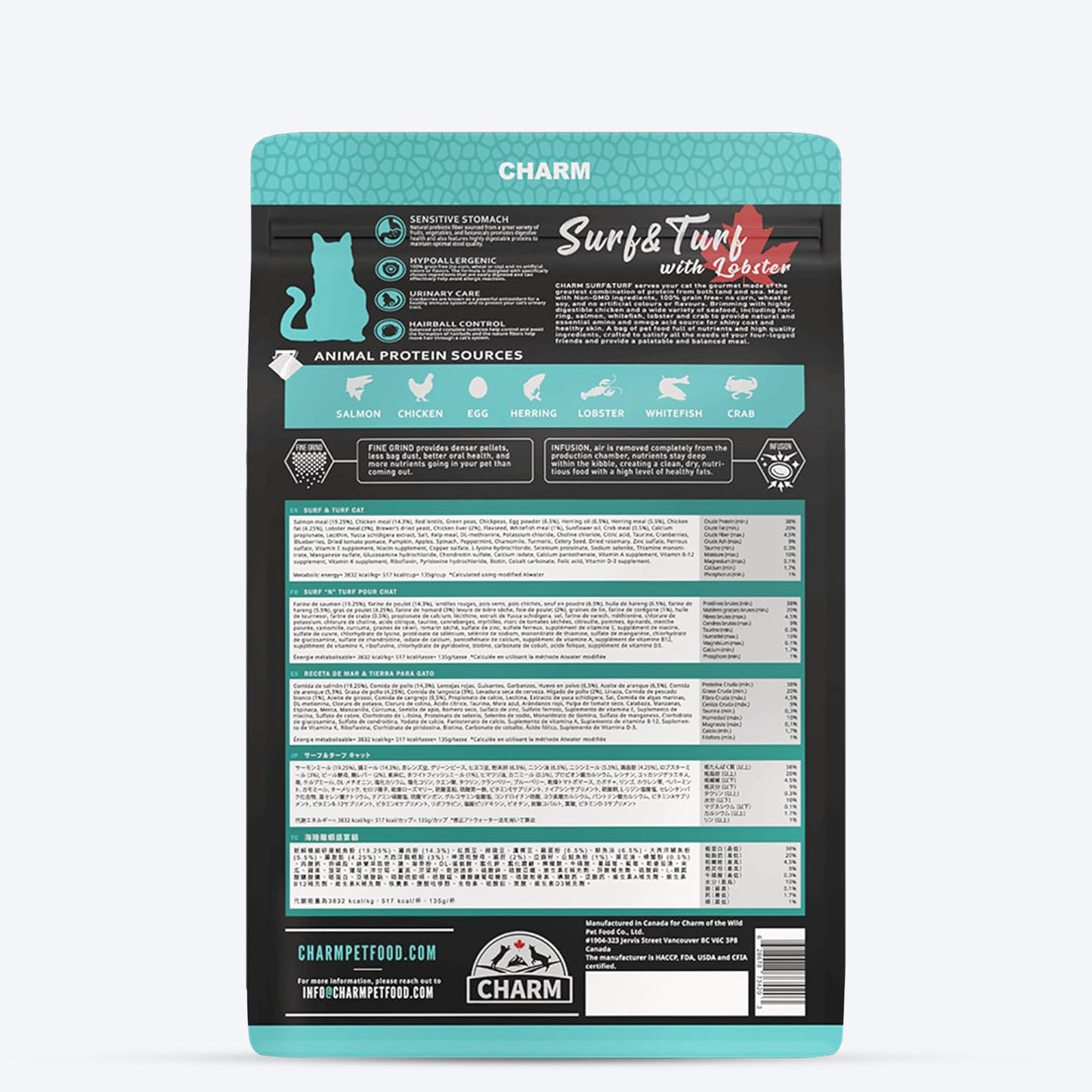 Charm Premium Surf & Turf With Lobster Grain Free Dry Food For Cat - Heads Up For Tails