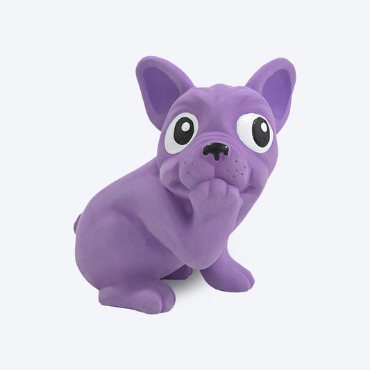 Outward Hound (Nina Ottosson) Tootiez Grunting French Bulldog Dog Toy - Purple - Heads Up For Tails