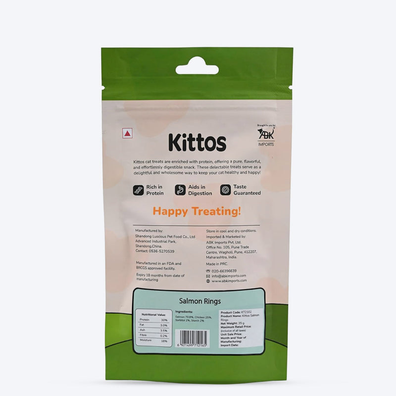 Kittos Purr-Fect Salmon Rings Cat Treats - 35 g - Heads Up For Tails