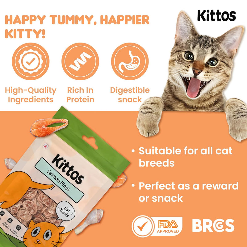 Kittos Purr-Fect Salmon Rings Cat Treats - 35 g - Heads Up For Tails