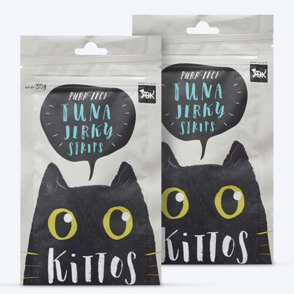 Kittos Purr-Fect Tuna Jerky Strips Cat Treats - 35 g - Heads Up For Tails