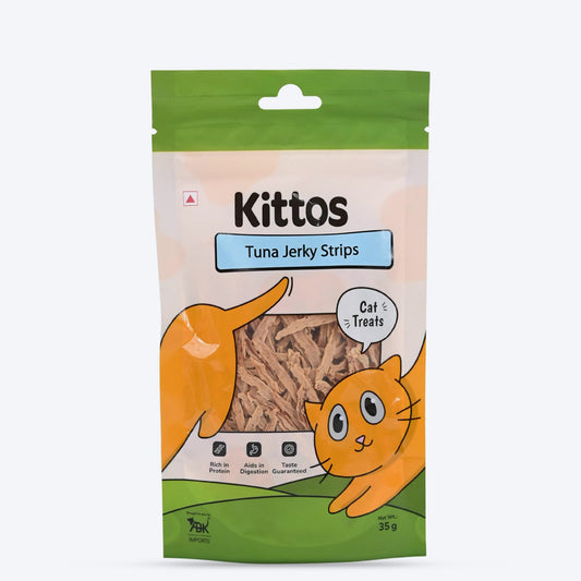Kittos Purr-Fect Tuna Jerky Strips Cat Treats - 35 g - Heads Up For Tails