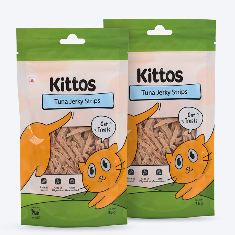 Kittos Purr-Fect Tuna Jerky Strips Cat Treats - 35 g - Heads Up For Tails