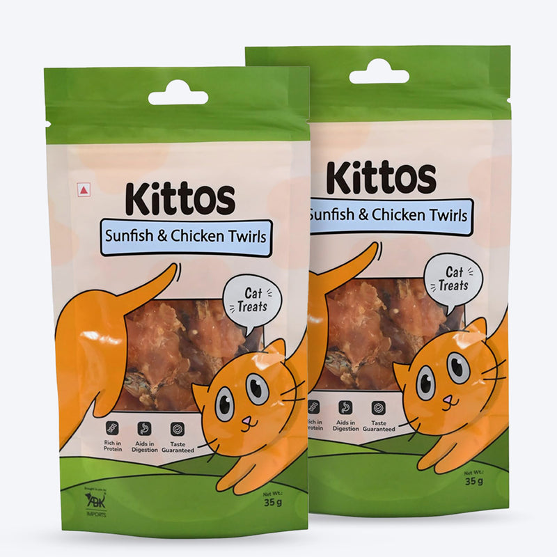Kittos Purr-Fect Sunfish & Chicken Twirls Cat Treats - 35 g - Heads Up For Tails