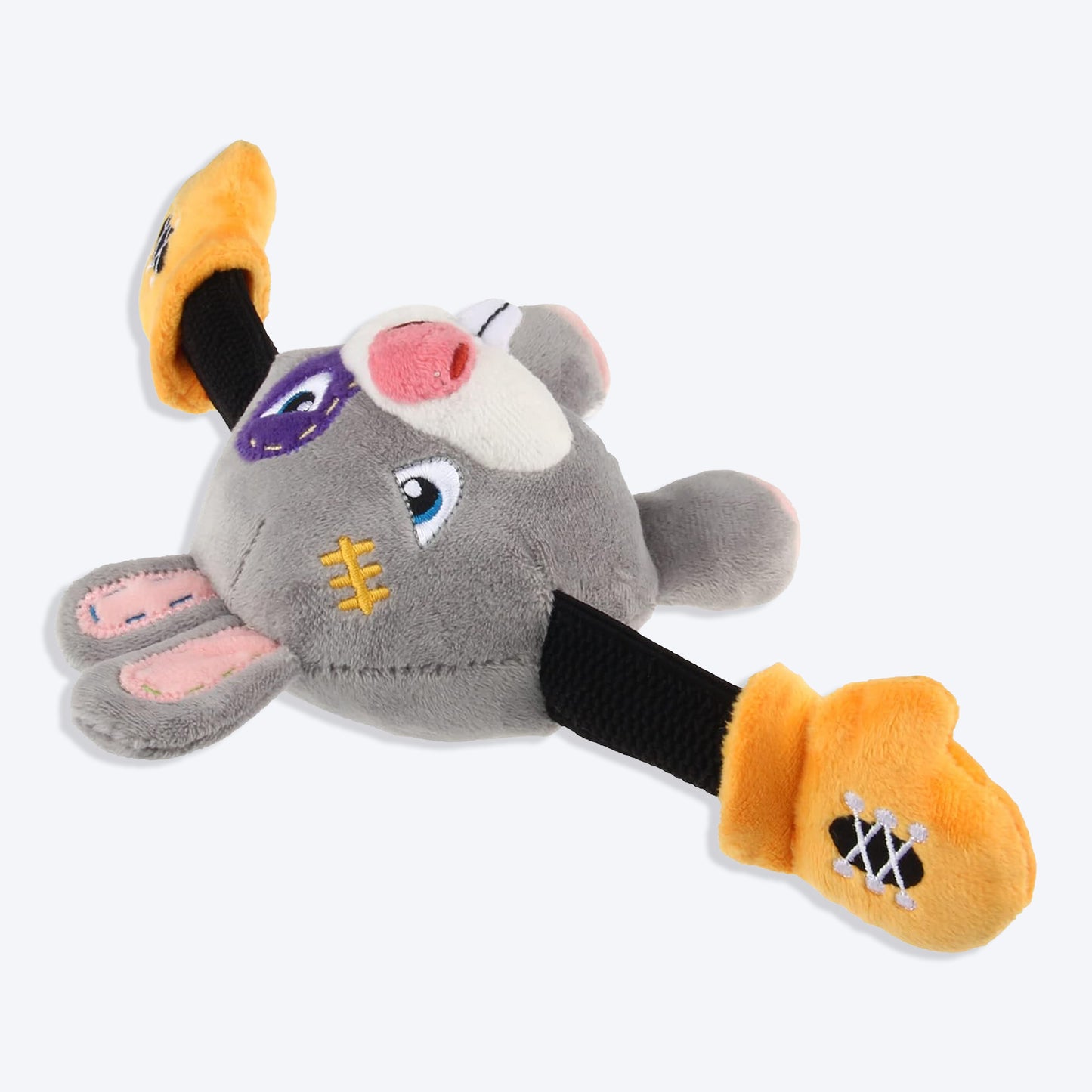 GiGwi Rabbit Rock Zoo King Boxer With Squeaker, Bungee Arm Fetch Dog Toy - Grey - S - Heads Up For Tails