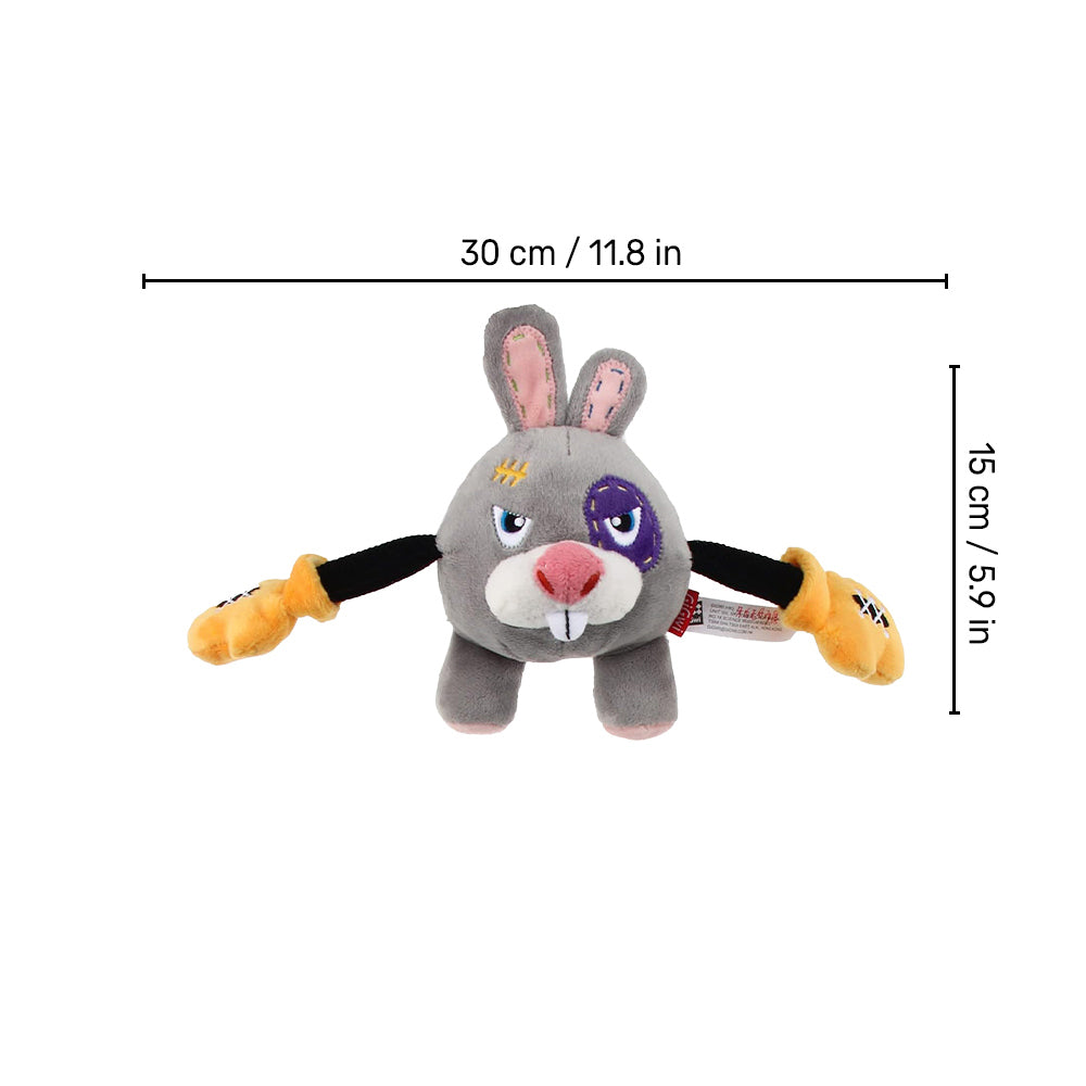 GiGwi Rabbit Rock Zoo King Boxer With Squeaker, Bungee Arm Fetch Dog Toy - Grey - S_05