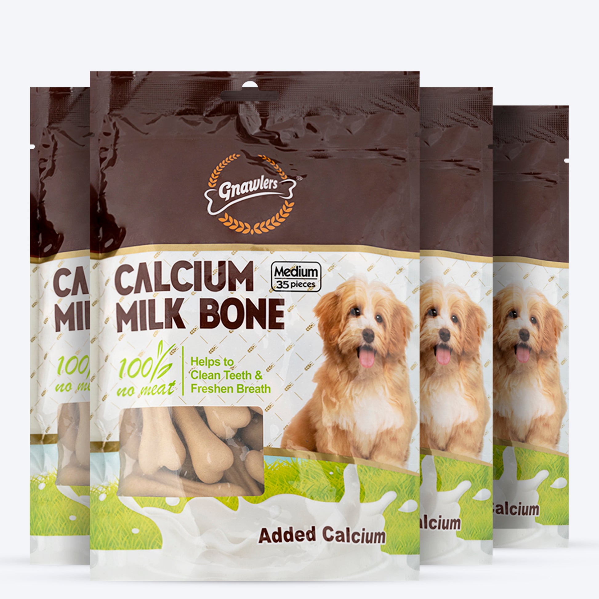 Gnawlers Calcium Milk Bone Dog Treats - Medium - Heads Up For Tails