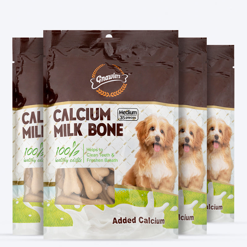 Gnawlers Calcium Milk Bone Dog Treats - Medium - Heads Up For Tails
