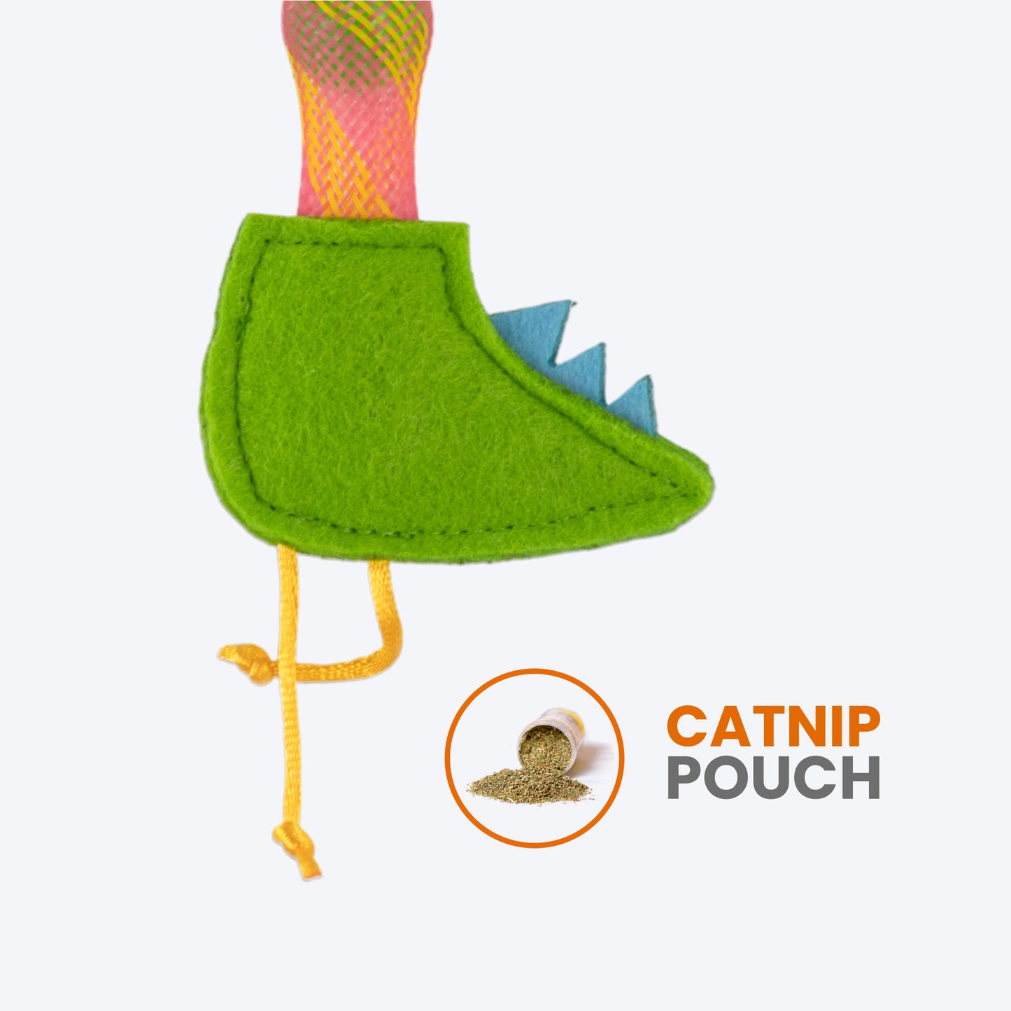 FOFOS Crocodile Flicking Tube Inside Bell Ball Catnip Interactive Toy For Cat - Green - Heads Up For Tails