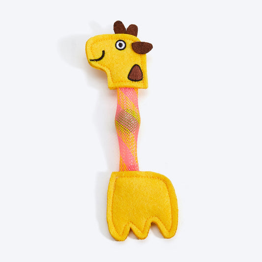 FOFOS Giraffe Flicking Tube Inside Bell Ball Catnip Interactive Toy For Cat - Yellow - Heads Up For Tails