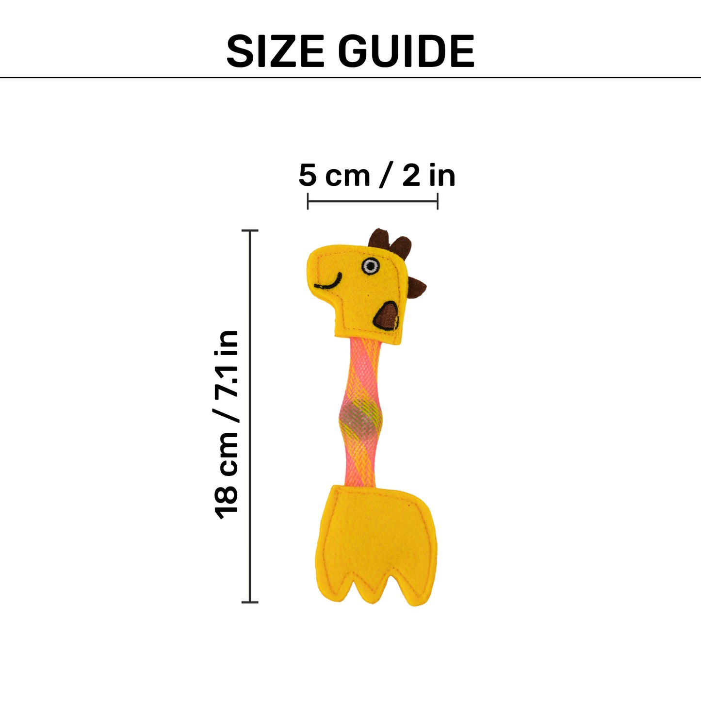 FOFOS Giraffe Flicking Tube Inside Bell Ball Catnip Interactive Toy For Cat - Yellow - Heads Up For Tails