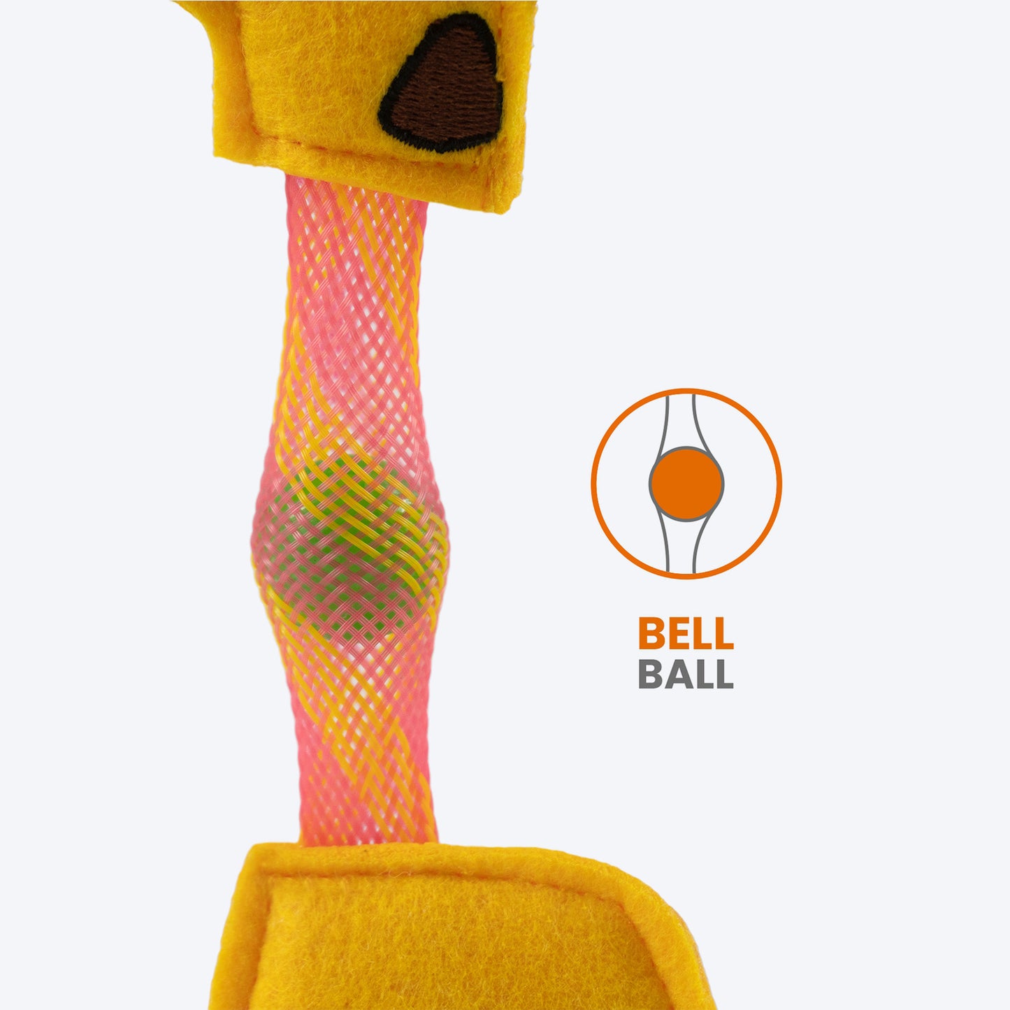 FOFOS Giraffe Flicking Tube Inside Bell Ball Catnip Interactive Toy For Cat - Yellow - Heads Up For Tails