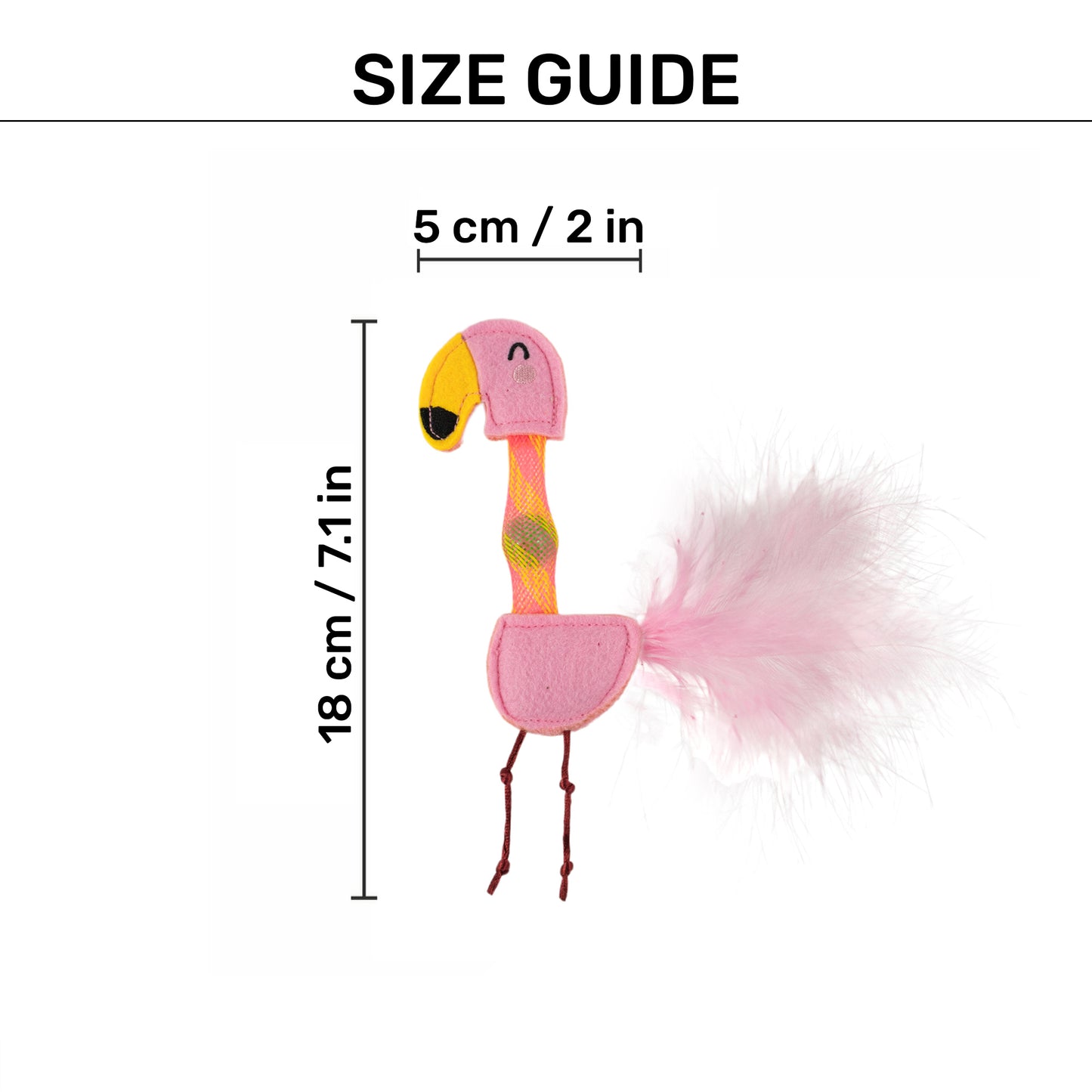 FOFOS Flamingo Flicking Tube Inside Bell Ball Catnip Interactive Toy For Cat - Pink - Heads Up For Tails