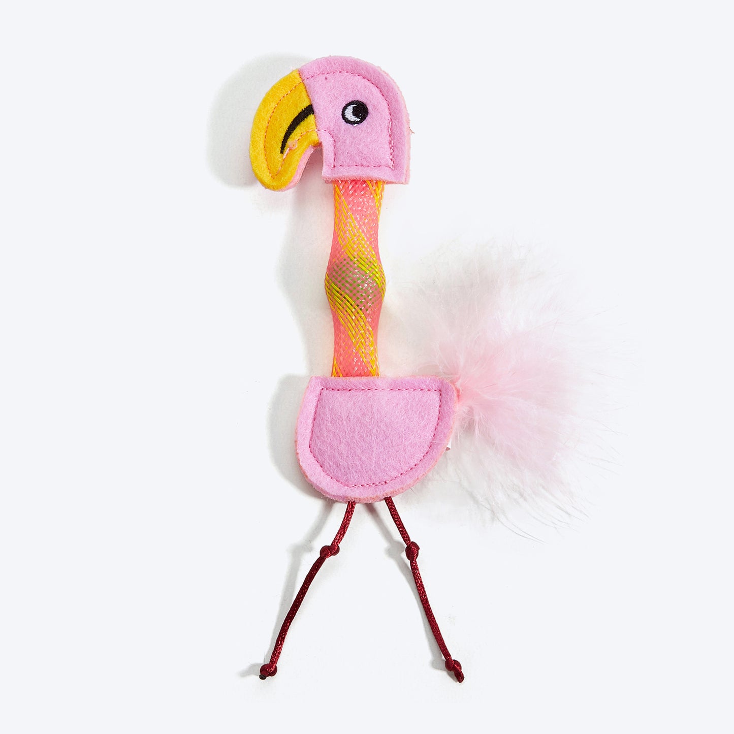 FOFOS Flamingo Flicking Tube Inside Bell Ball Catnip Interactive Toy For Cat - Pink - Heads Up For Tails