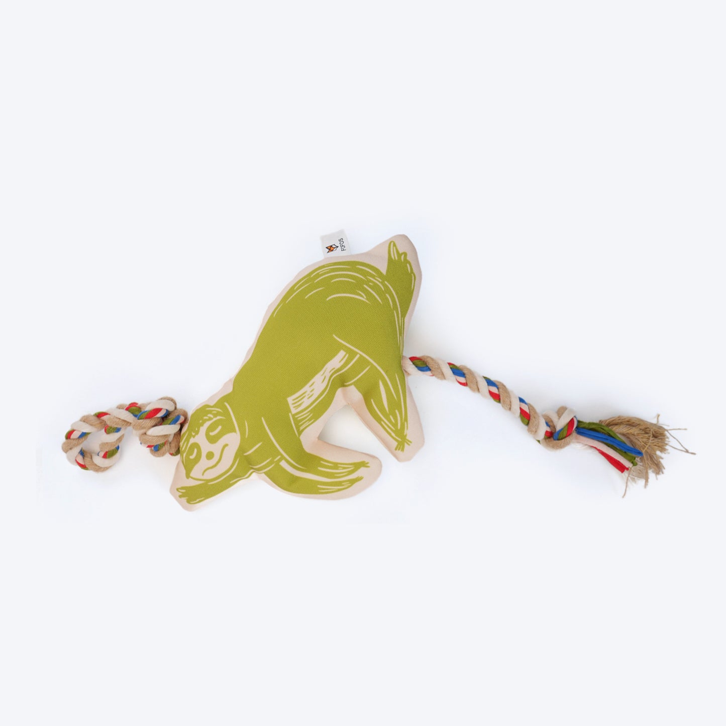 FOFOS Sloth Squeaky With Flossy Rope Toy For Dog - Green - Heads Up For Tails