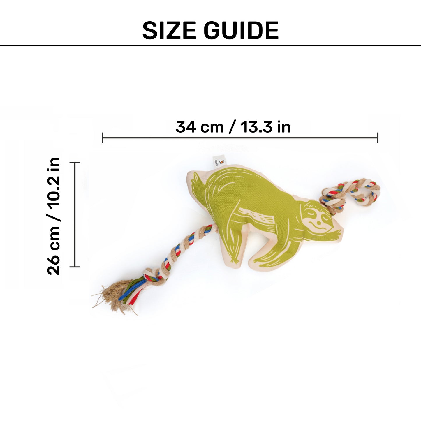 FOFOS Sloth Squeaky With Flossy Rope Toy For Dog - Green - Heads Up For Tails