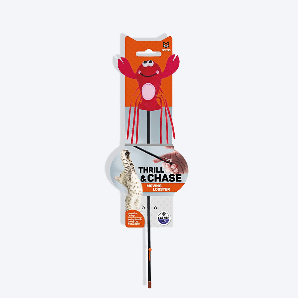 FOFOS Thrill & Chase Moving Lobster Catnip Interactive Toy For Cat - Red - Heads Up For Tails