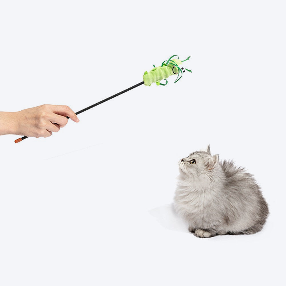 FOFOS Thrill & Chase Moving Caterpillar Catnip Interactive Toy For Cat - Green - Heads Up For Tails