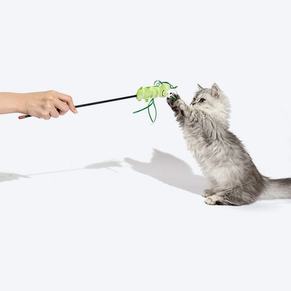 FOFOS Thrill & Chase Moving Caterpillar Catnip Interactive Toy For Cat - Green - Heads Up For Tails