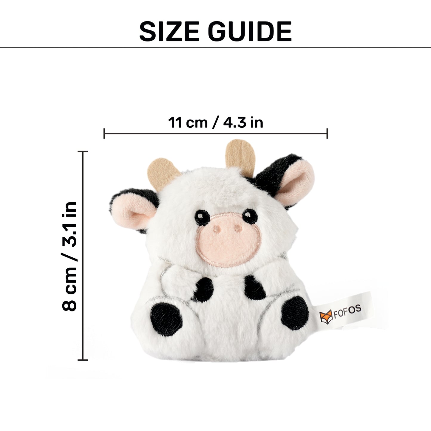 FOFOS Cow Floppy Crinkle Catnip Plush Toy For Cat - White - Heads Up For Tails