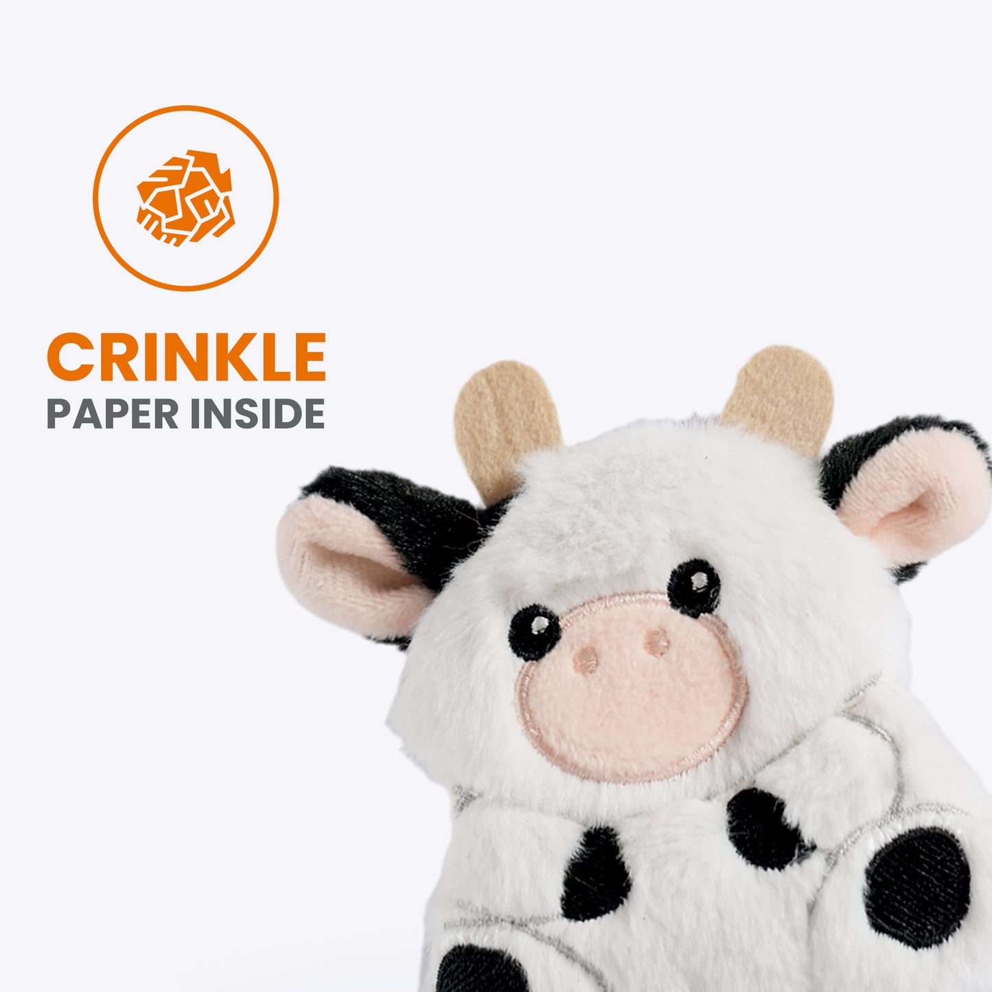 FOFOS Cow Floppy Crinkle Catnip Plush Toy For Cat - White - Heads Up For Tails