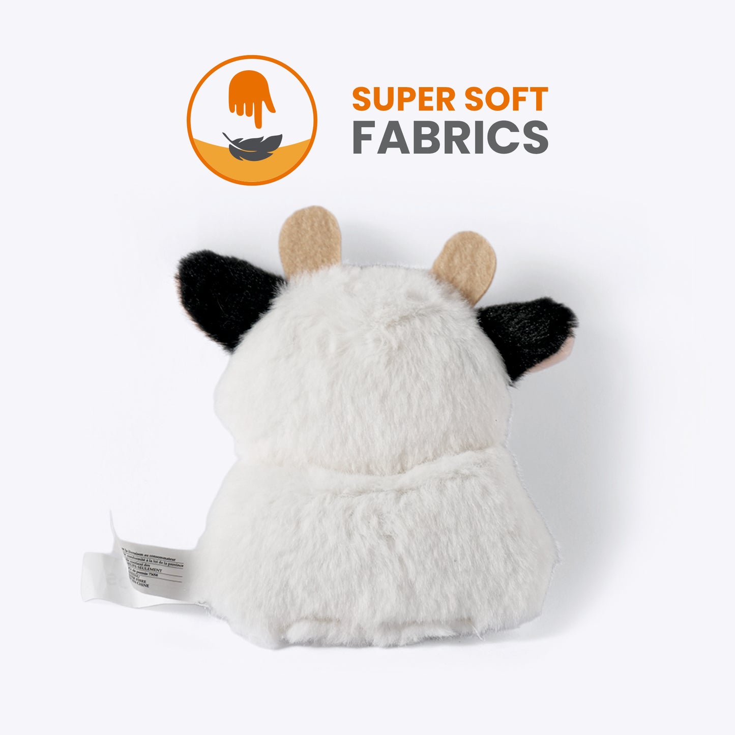 FOFOS Cow Floppy Crinkle Catnip Plush Toy For Cat - White - Heads Up For Tails