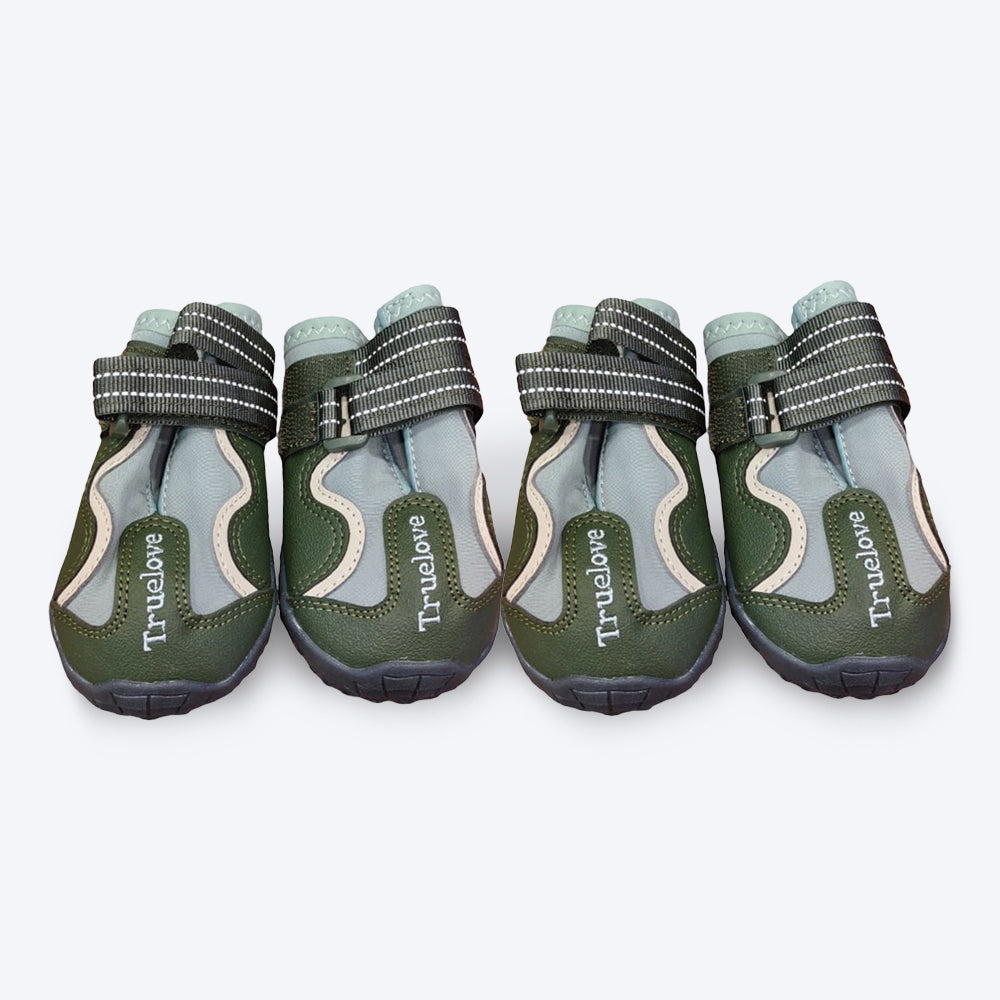 Truelove Waterproof With Reflective Straps Shoes For Dog - Cypress & Harbor Gray (Set of 4) - Heads Up For Tails