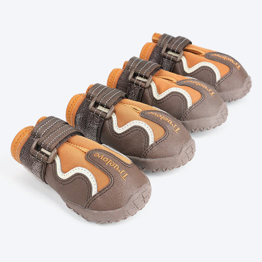 Truelove Waterproof With Reflective Straps Shoes For Dog - Pinecone & Glazed Ginger (Set of 4) - Heads Up For Tails