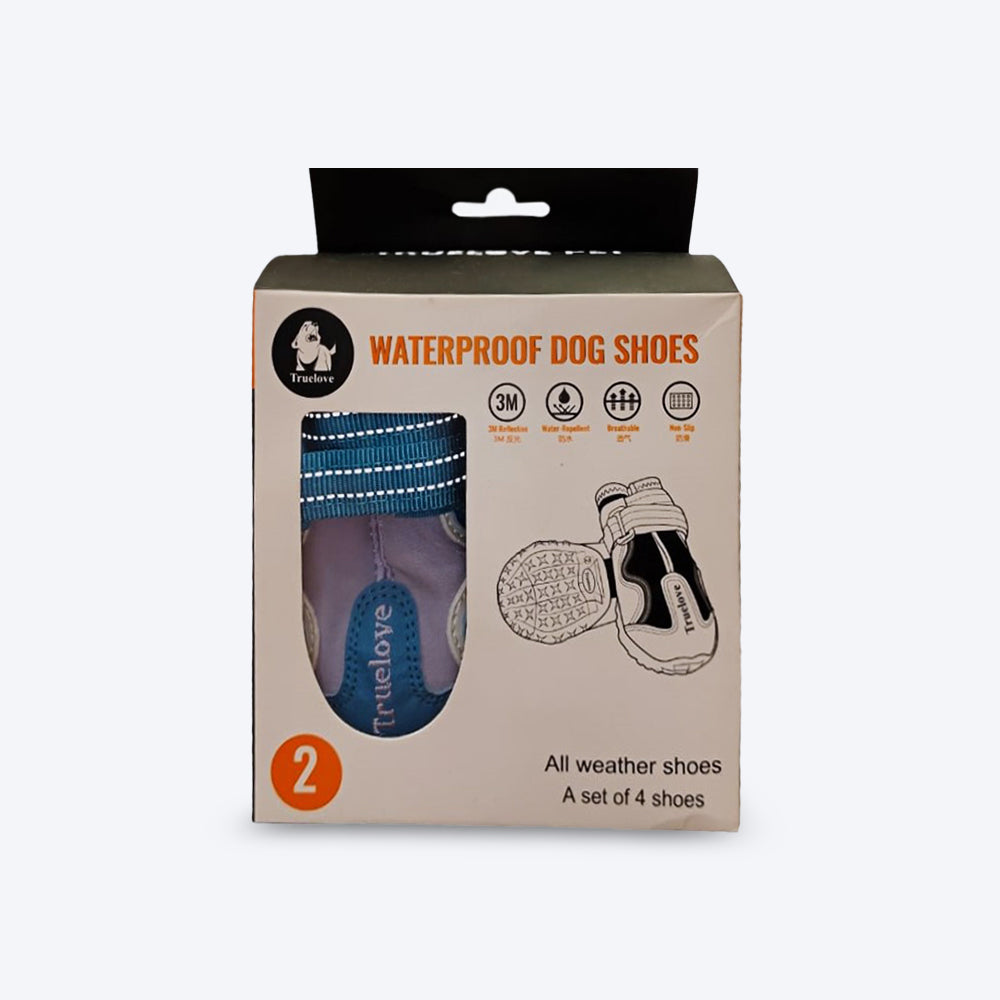 Truelove Waterproof With Reflective Straps Shoes For Dog - Algiers Blue & Lavender (Set of 4) - Heads Up For Tails