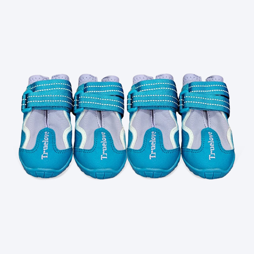 Truelove Waterproof With Reflective Straps Shoes For Dog - Algiers Blue & Lavender (Set of 4) - Heads Up For Tails