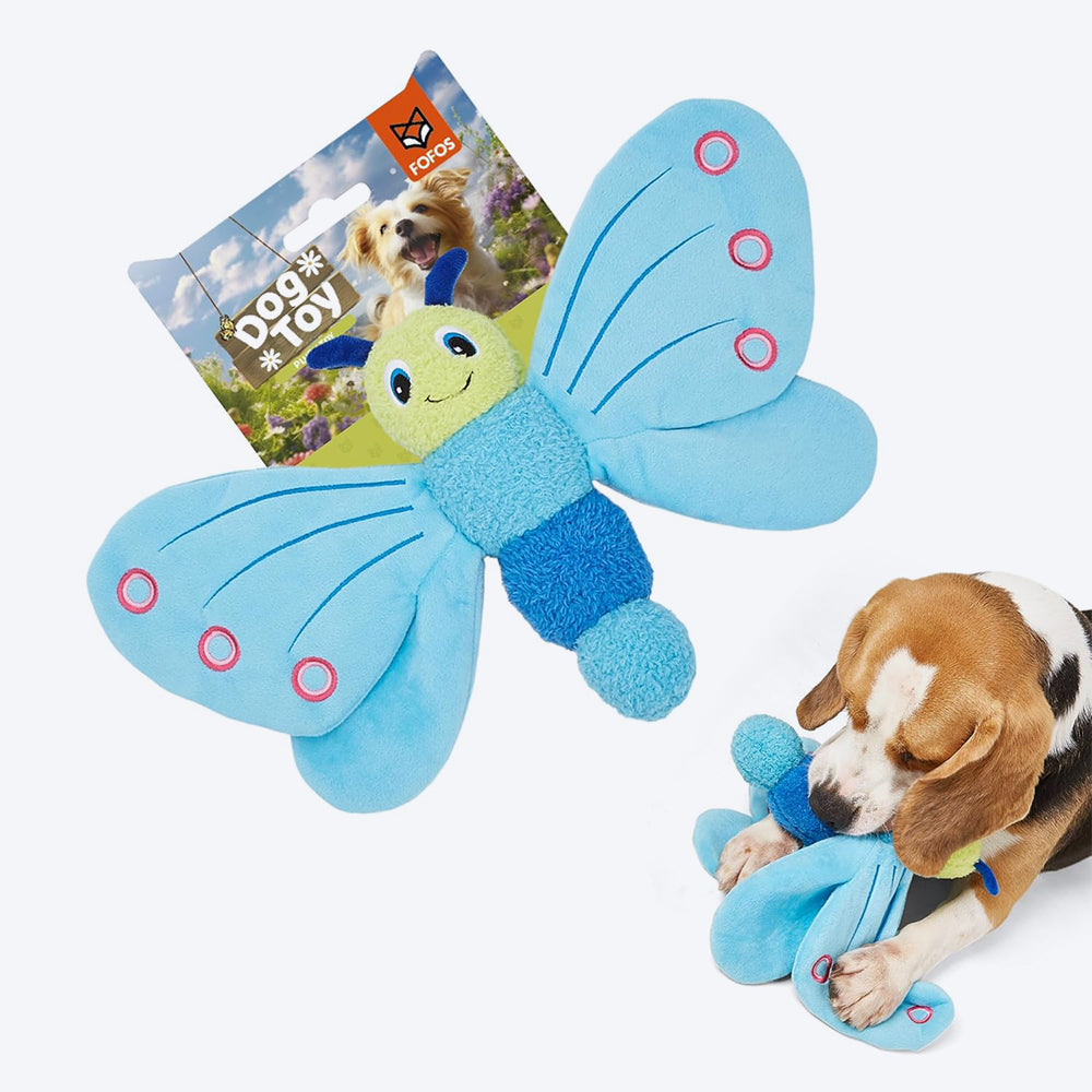 FOFOS Jumbo Butterfly Plush Toy For Dog - Blue - Heads Up For Tails