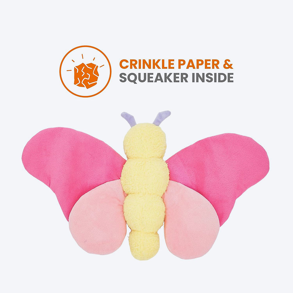 FOFOS Jumbo Butterfly Plush Toy For Dog - Pink - Heads Up For Tails
