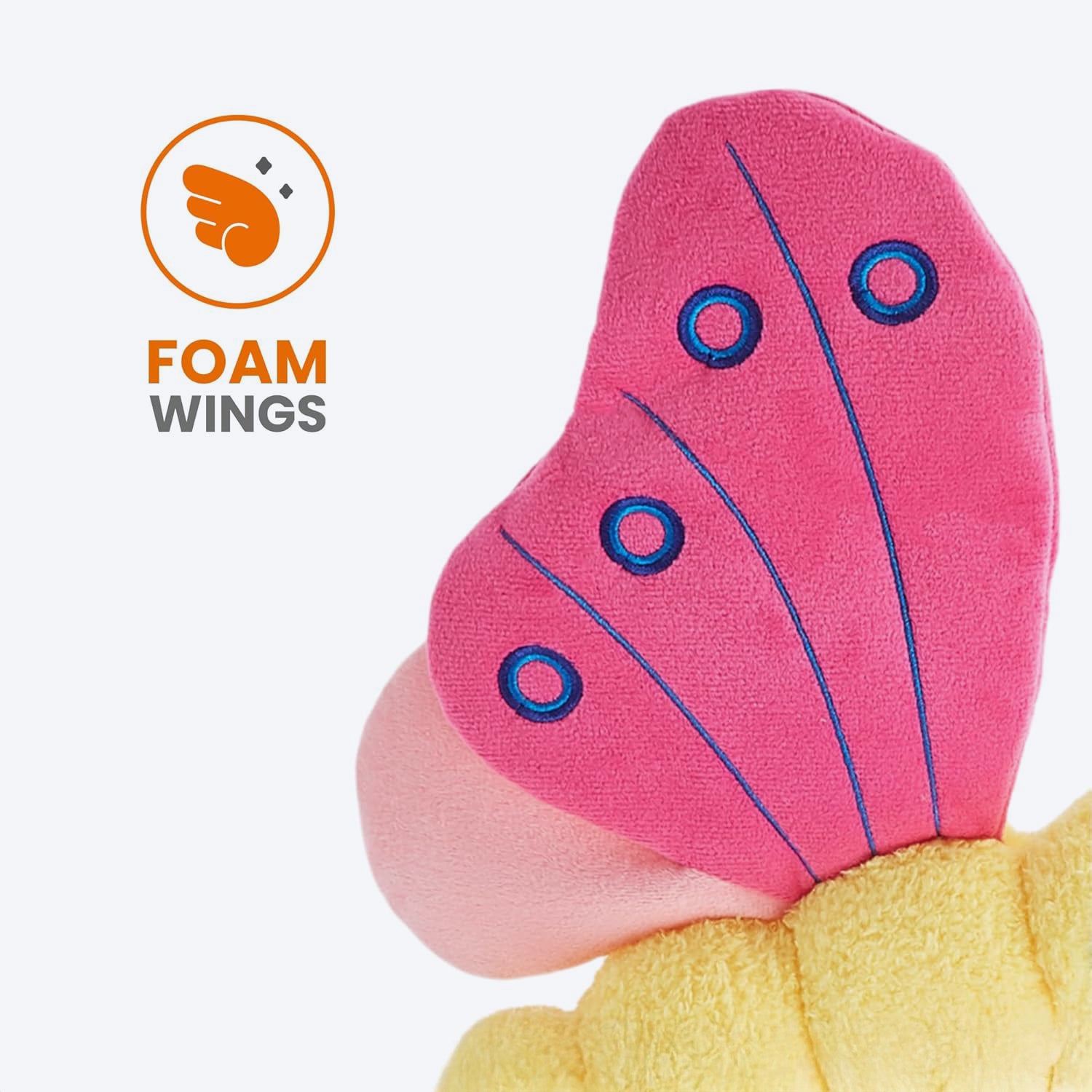 FOFOS Jumbo Butterfly Plush Toy For Dog - Pink - Heads Up For Tails