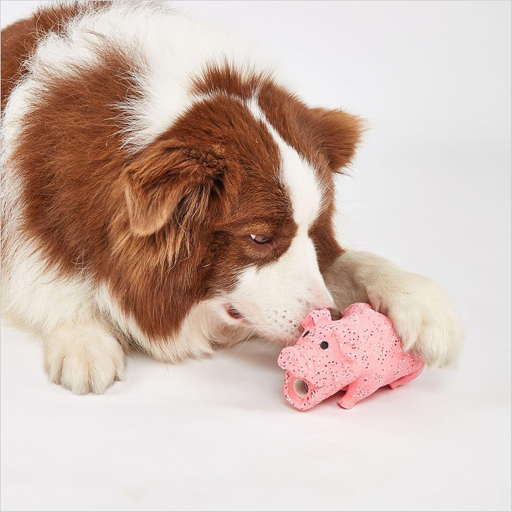 FOFOS Pig Latex Squeaker Chew Toy For Dog - Pink - Heads Up For Tails