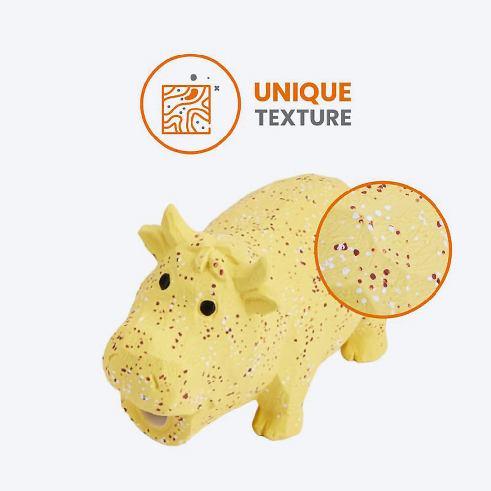 FOFOS Ox Latex Squeaker Chew Toy For Dog - Yellow - Heads Up For Tails