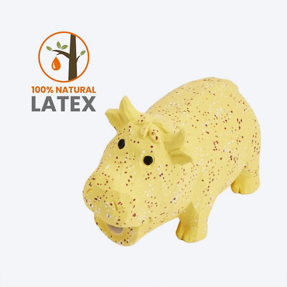 FOFOS Ox Latex Squeaker Chew Toy For Dog - Yellow - Heads Up For Tails