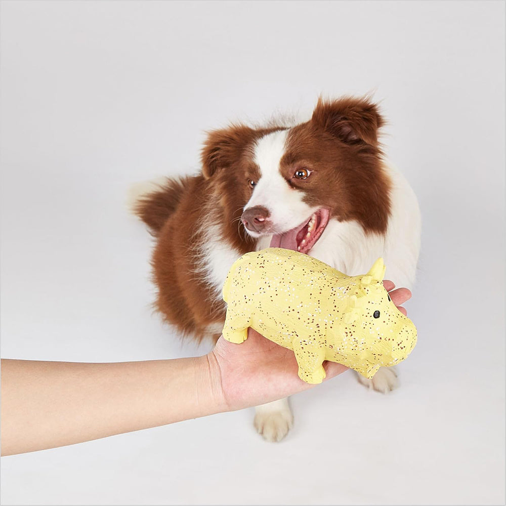 FOFOS Ox Latex Squeaker Chew Toy For Dog - Yellow - Heads Up For Tails