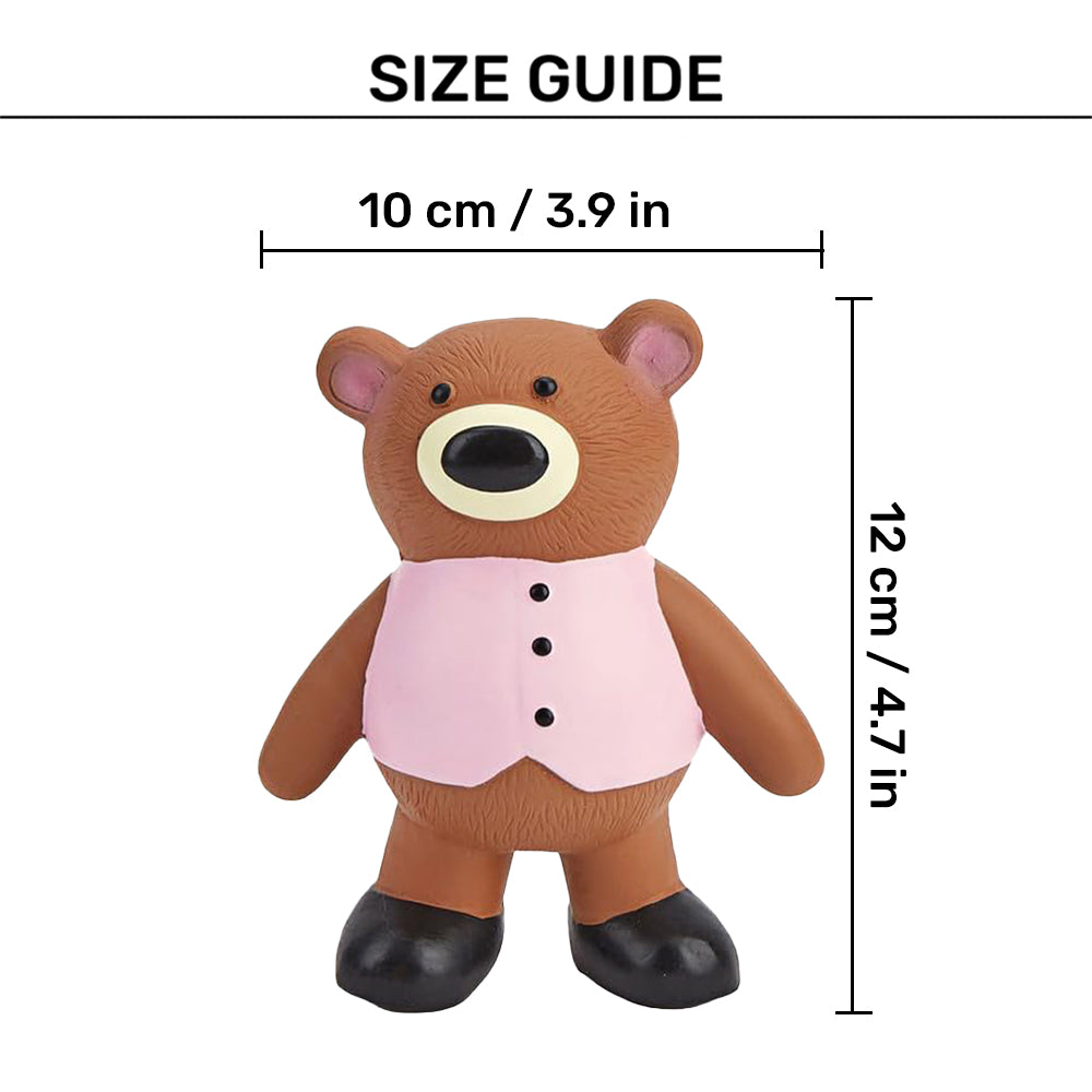 FOFOS Bear Latex Squeaker Chew Toy For Dog - Brown & Pink - Heads Up For Tails