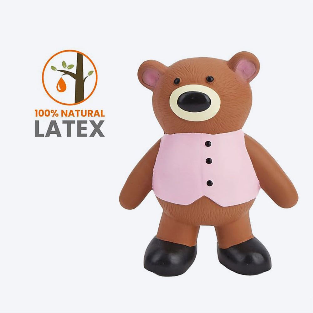 FOFOS Bear Latex Squeaker Chew Toy For Dog - Brown & Pink - Heads Up For Tails