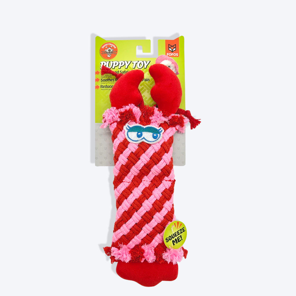 FOFOS Lobster Dental Chew Toy For Puppy - Red - Heads Up For Tails
