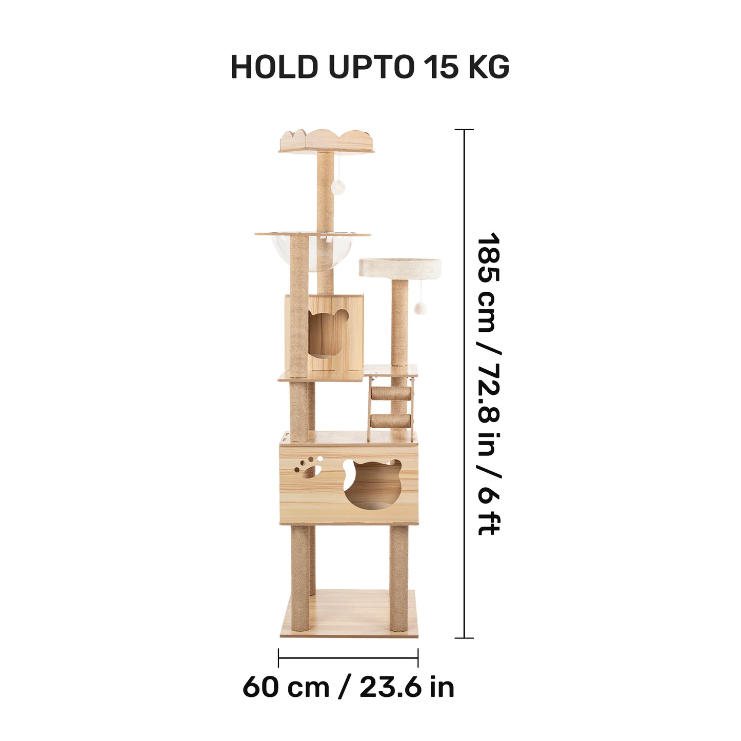 HUFT Woodsy Whiskers Multipurpose Cat Tree - Beige - Heads Up For Tails