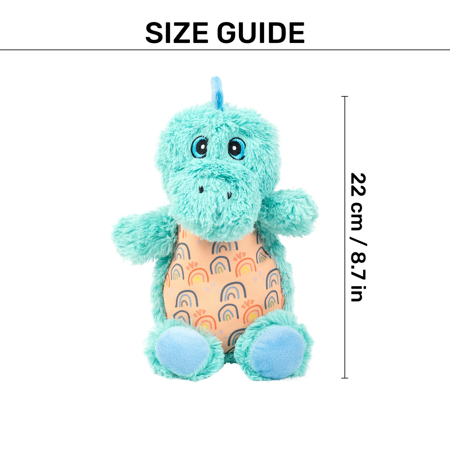 HUFT Sir Roar-A-Lot Plush Toy For Dog - Turquoise Blue - Heads Up For Tails