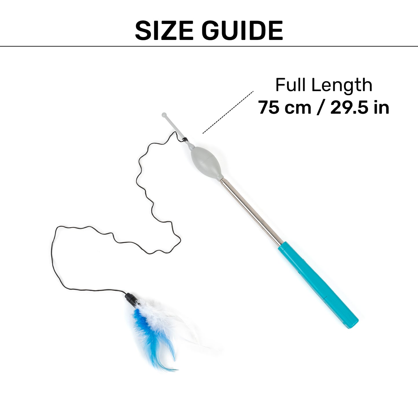 HUFT Catchy-Cat Wand Toy For Cat - Blue - Heads Up For Tails