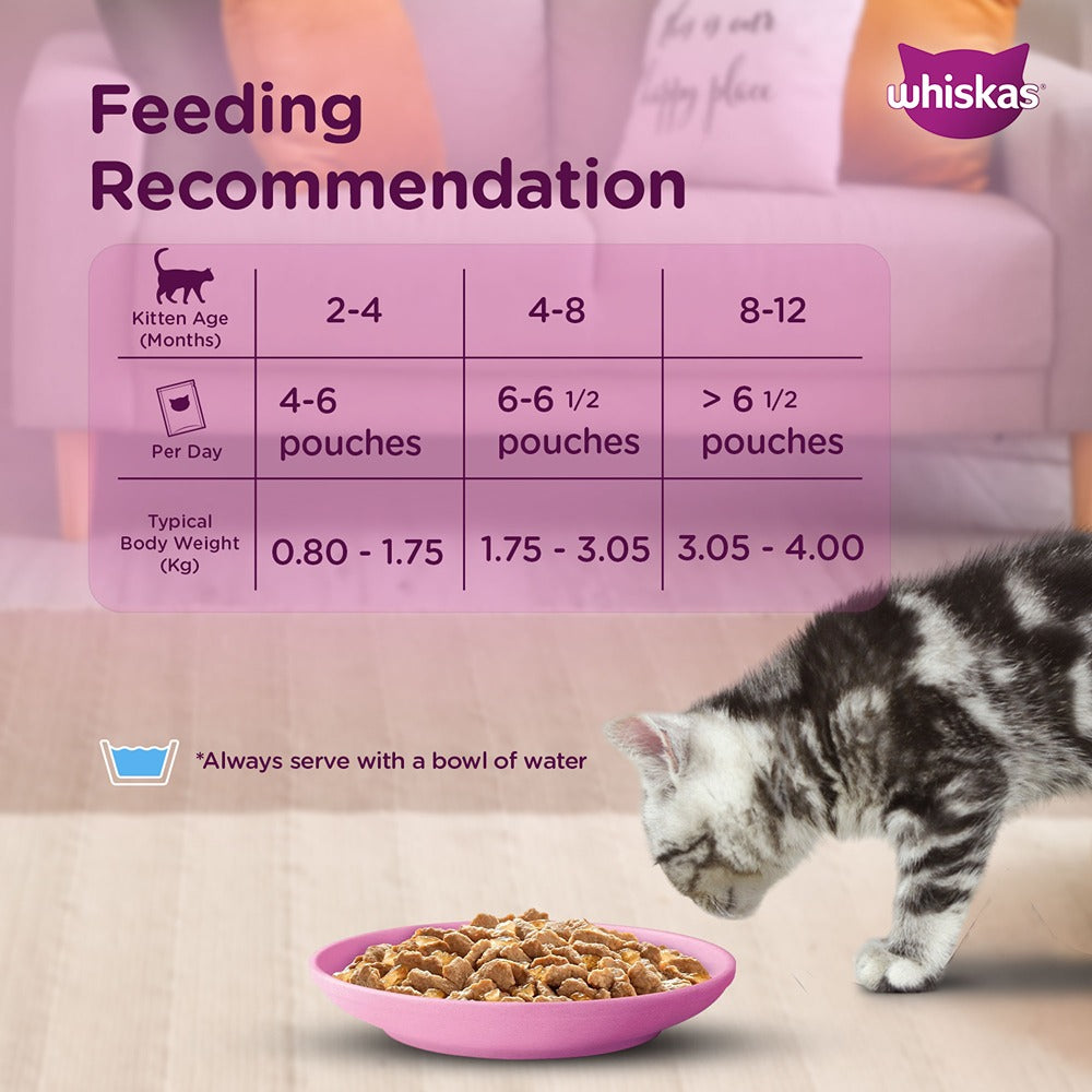Whiskas Tasty Mix Chicken Tuna With Sweet Potato In Gravy Wet Food For Junior (2-12 Months) Kitten - 70 gm Pack - Heads Up For Tails