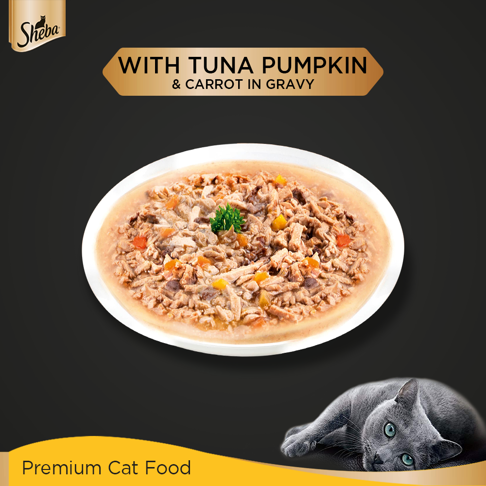 Sheba Rich Premium Tuna Pumpkin & Carrot In Gravy Adult Wet Cat Food - 70 g (Pack Of 12) - Heads Up For Tails