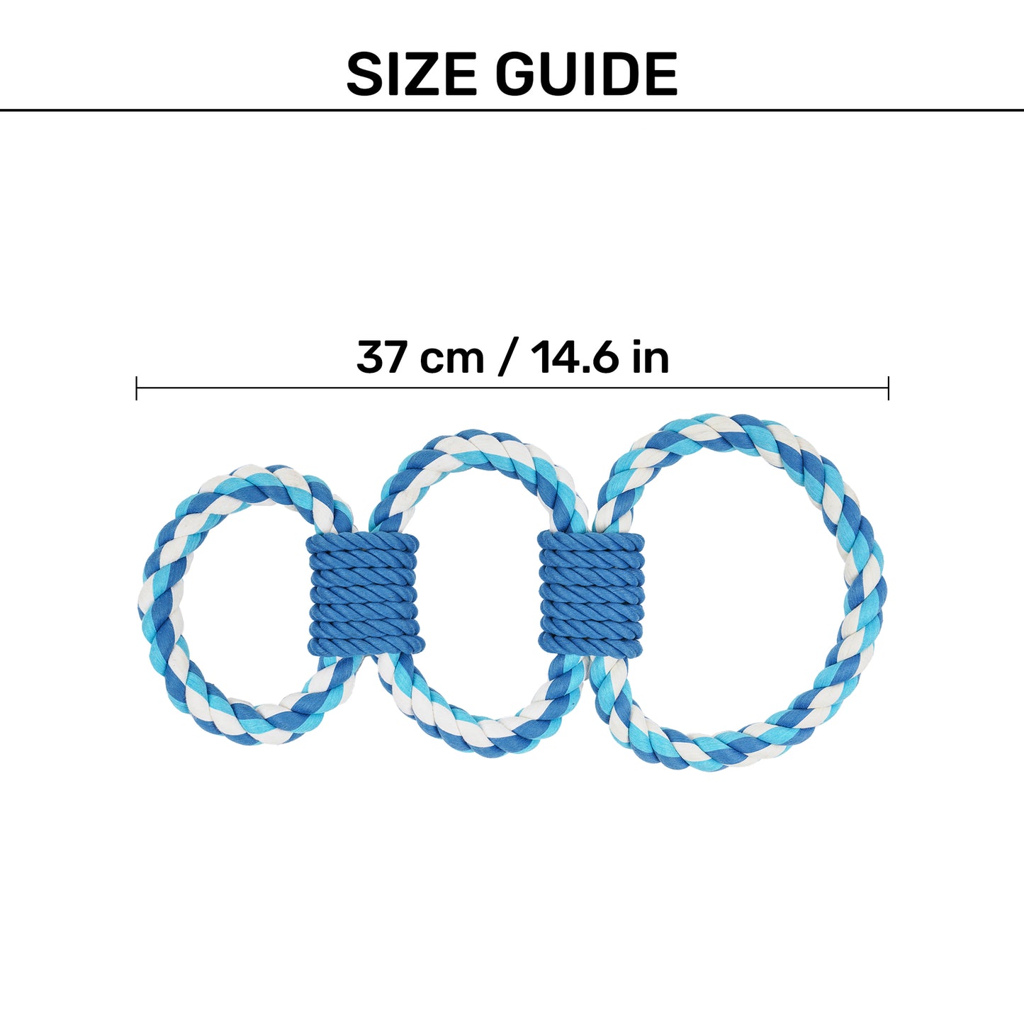 Dash Dog Trio Looparoo Rope Toy For Dog - White & Turquoise - Heads Up For Tails
