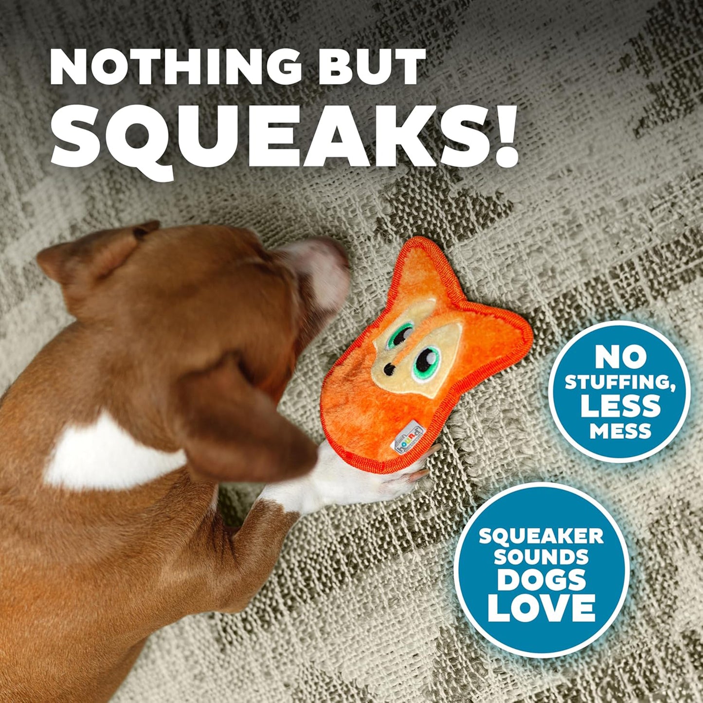 Outward Hound Fox Durablez Invincibles With Squeak Plush Toy For Dog - Heads Up For Tails