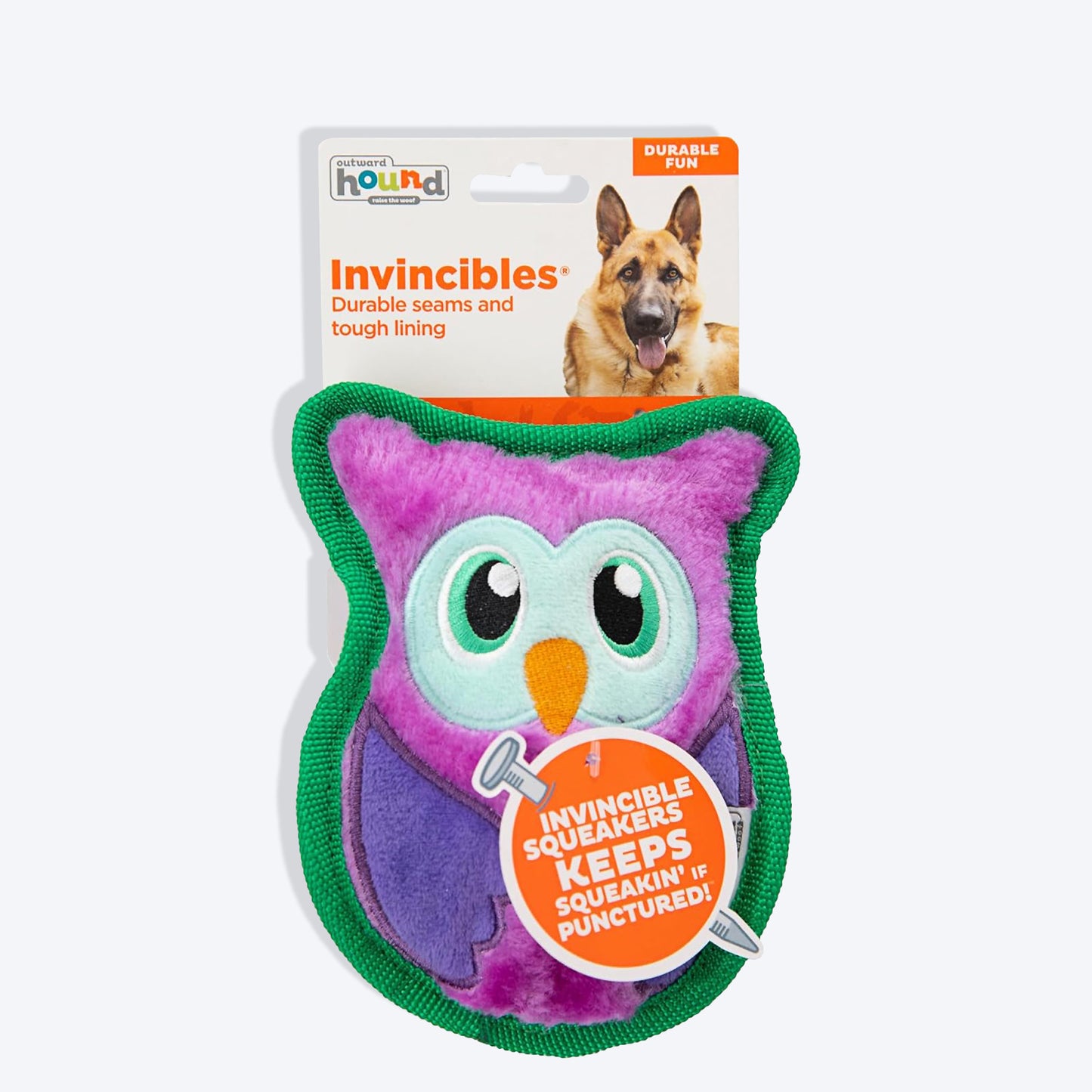 Outward Hound Owl Durablez Invincibles With Squeak Plush Dog Toy - Heads Up For Tails