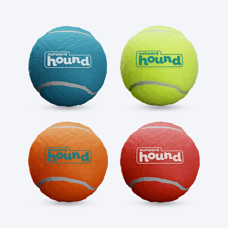 Outward Hound (Nina Ottosson) Squeaker Ballz Fetch Toy For Dog - 4 Pcs - Heads Up For Tails